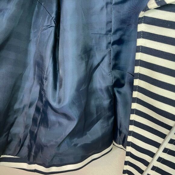 Lane Bryant Navy & White Striped Moto Jacket Blazer Women's Size 16 - Picture 2 of 9